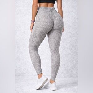 Women's Gray Textured Yoga Pants